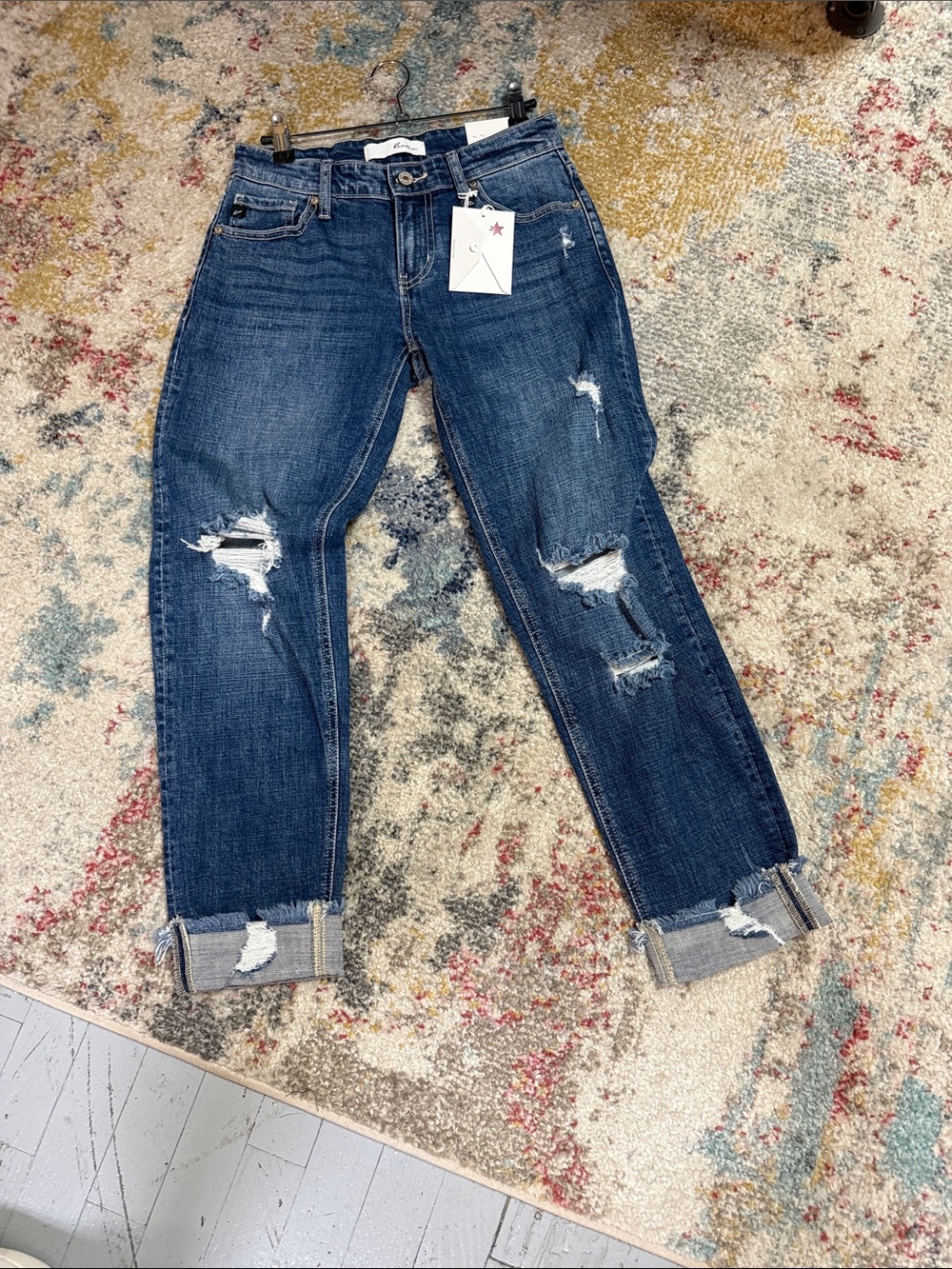 KanCan Distressed Dark Blue Boyfriend Jeans - Picture 3 of 3